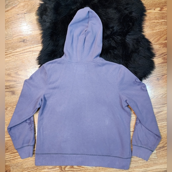 Made For Life Purple Zip-up Hoodie With Floral Design on Front and Arms … - Picture 5 of 10